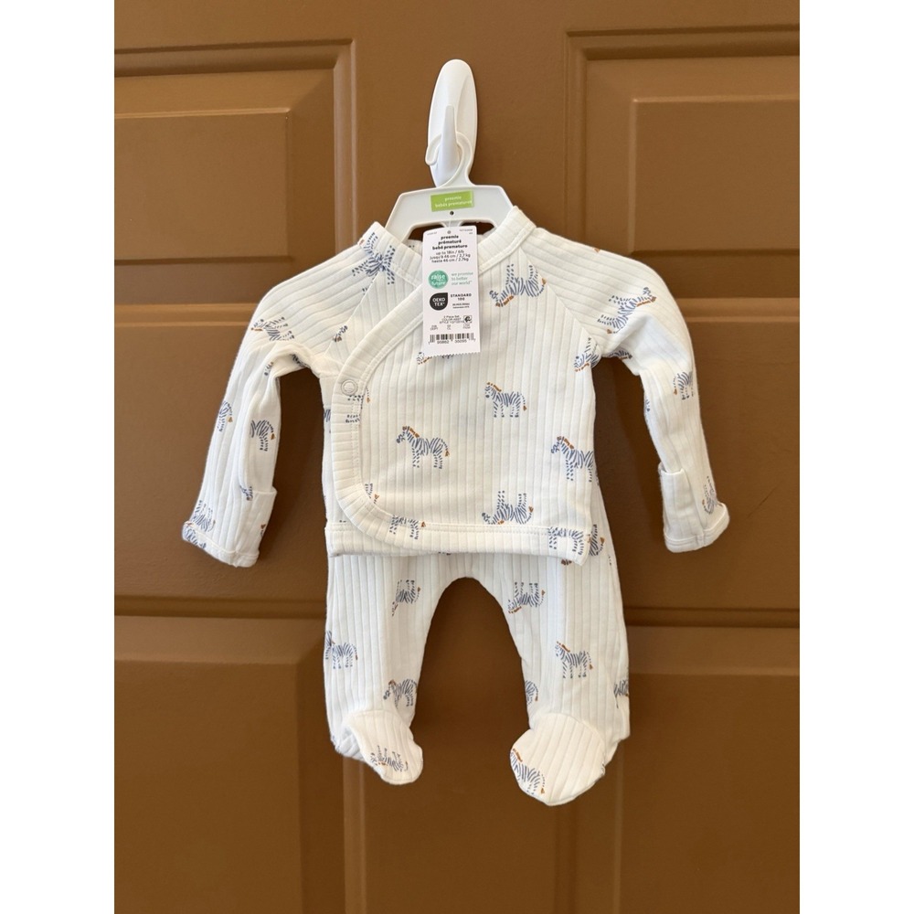 Carter's Just One You Baby Boys 2-Piece Ribbed Zebra Cardigan Set Sz Preemie NWT